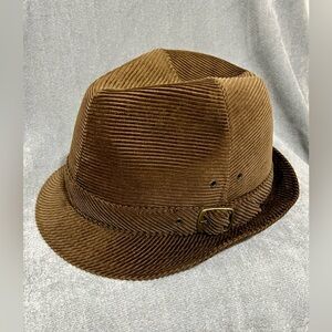 Brown Corduroy‎ Fedora Hat Vintage Size 59